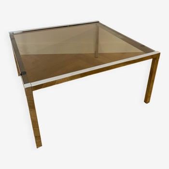 Glass and metal coffee table in the 70s