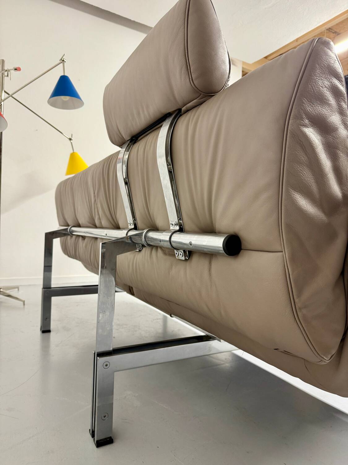 De Sede ds 140 grey 2/3 seater sofa, vintage leather, 80s design