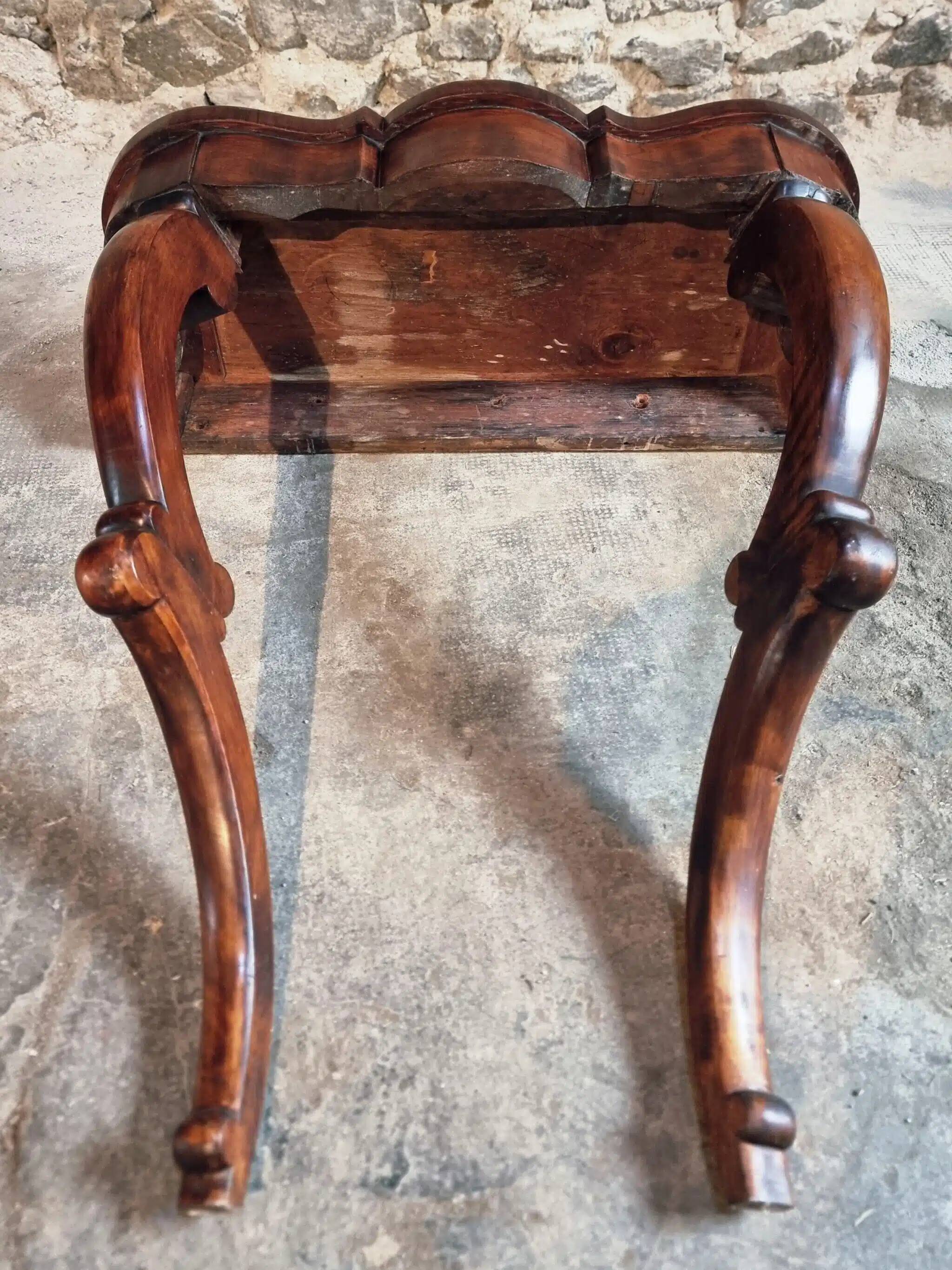 Antique French Napoleon III mahogany console table, wall table with marquetry, 19th century