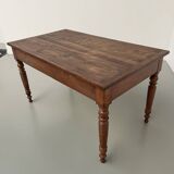 Walnut and pine drapery farmhouse table