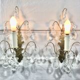 Pair of Wall Lamp Bronze And Crystal 1 Light