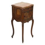 Table de chevet ancienne bombée en marbre Louis XV fin XIXe siècle