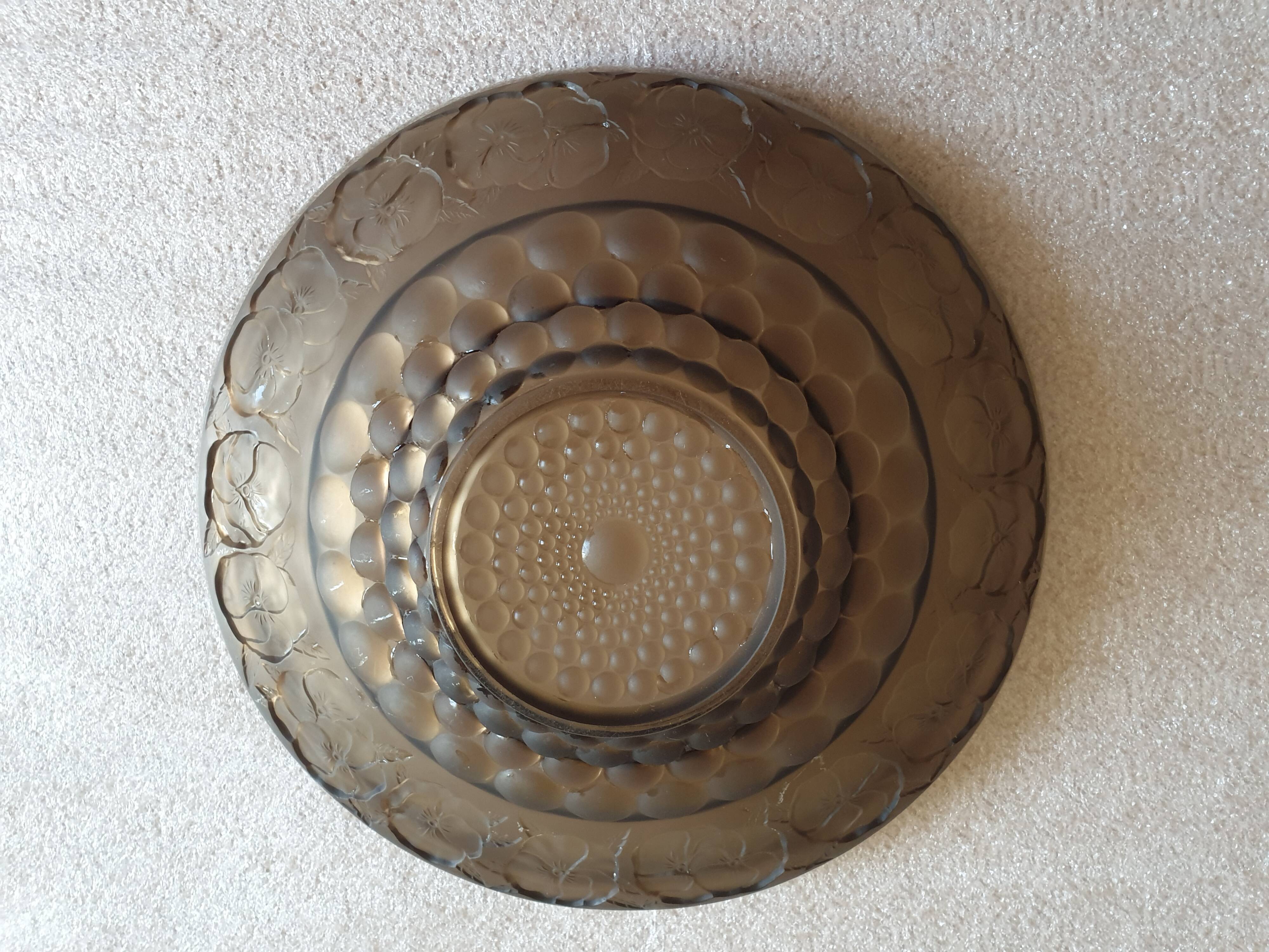 Art Deco fruit bowl circa 1930 in brown smoked glass