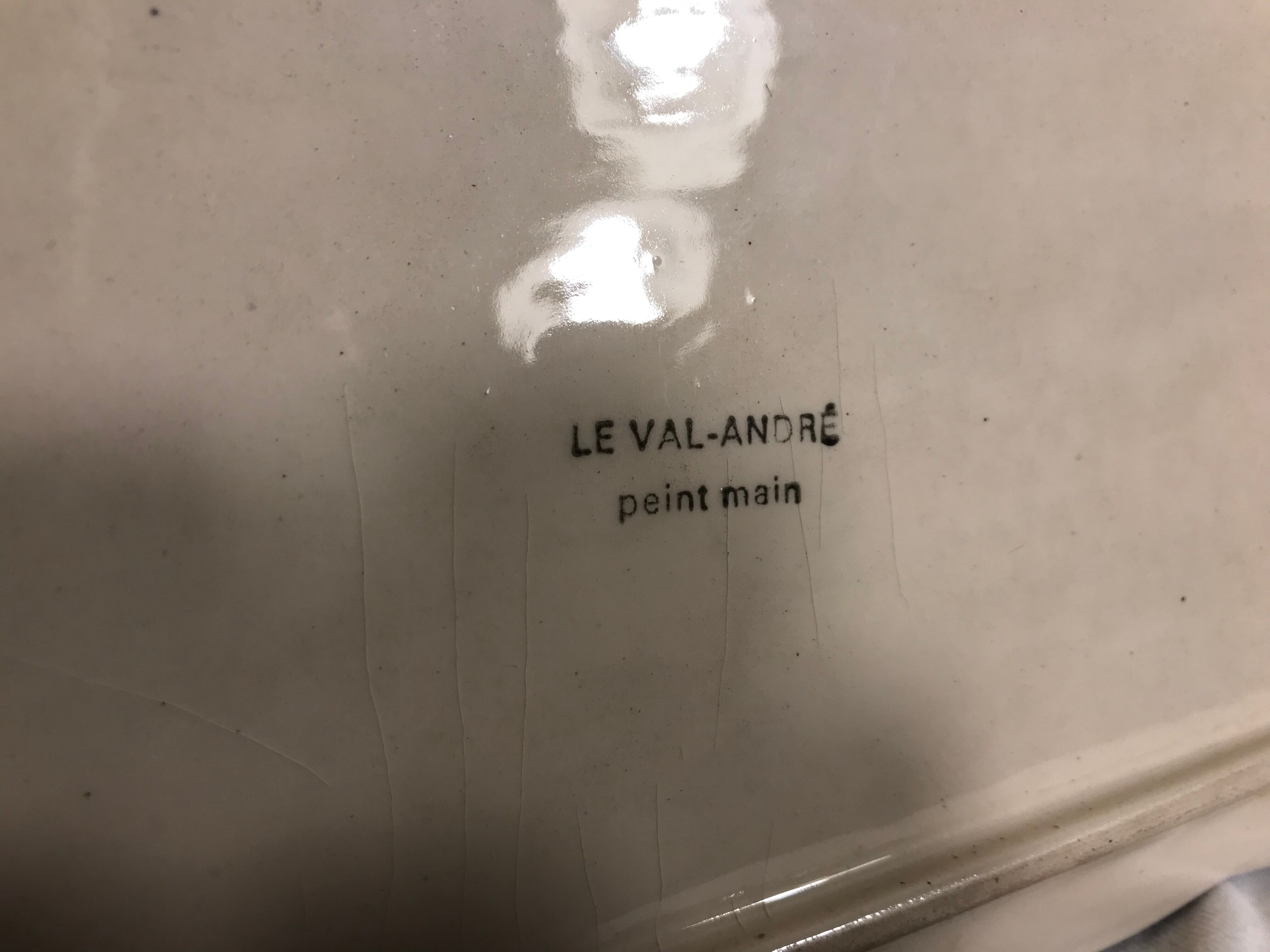 Old quimper pottery dish + drawing the val andré made in france vintage