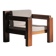 Handcrafted armchair in solid wood and fabric, 1980s-90s.