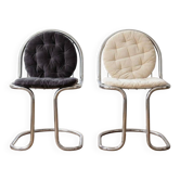 2 vintage cantilever chairs - chrome metal — Gastone Rinaldi/Bauhaus style