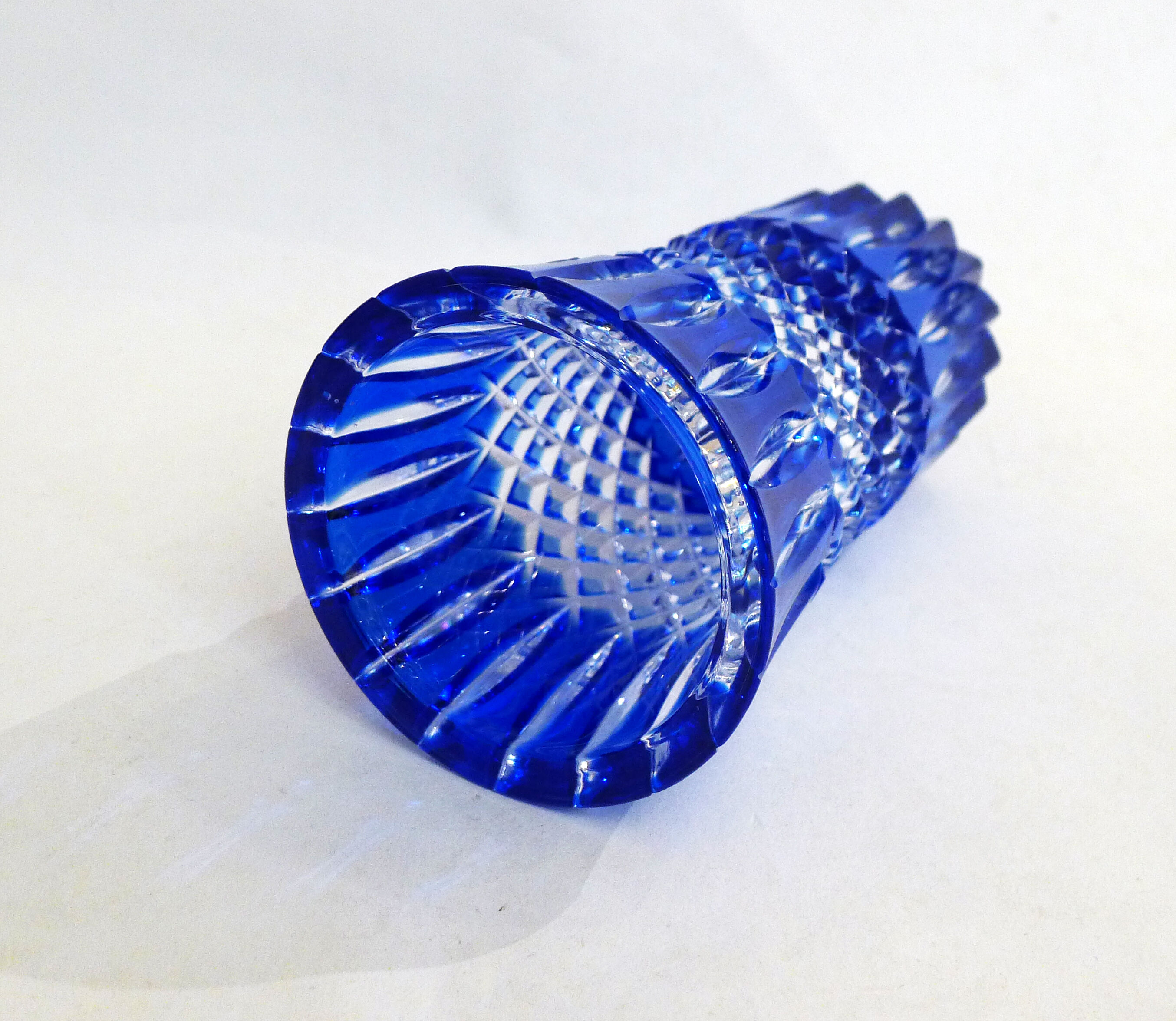 Cobalt blue cut vase