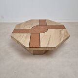 Travertine and marble coffee table