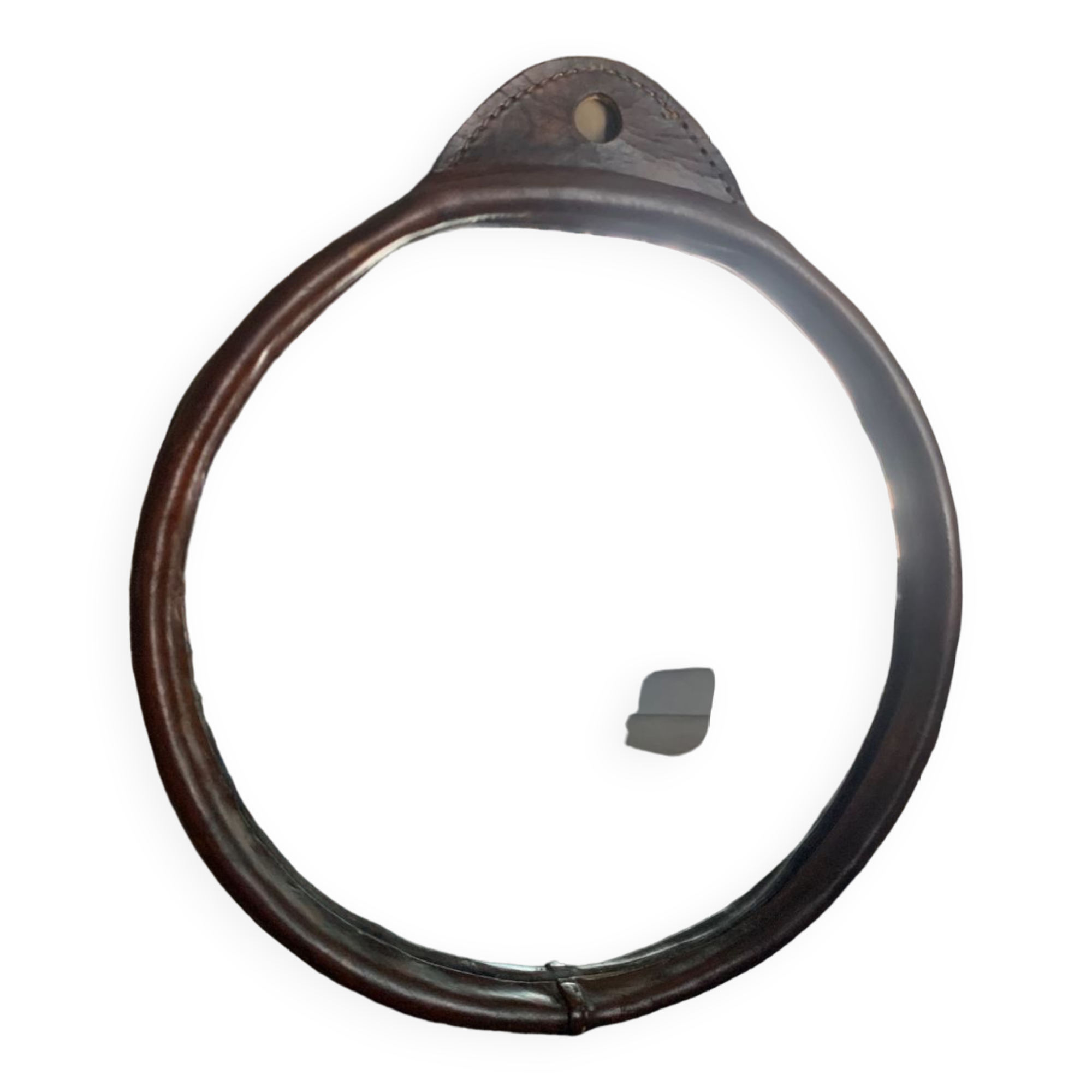 Vintage leather mirror 1940/50 in the spirit of Adnet