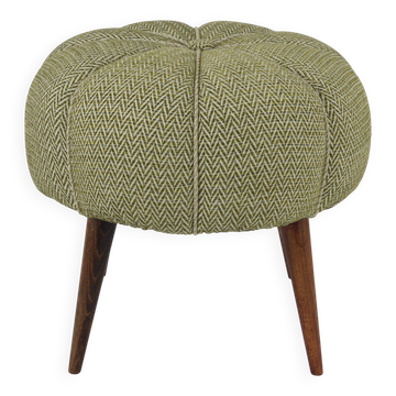 Up to six charming zigzag mid-century stools, poufs, ottomans, footstools, 1950s.