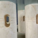 Vintage travertine and glass coffee table, 1970s