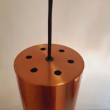 Three vintage suspension lamps, copper aluminum and glass