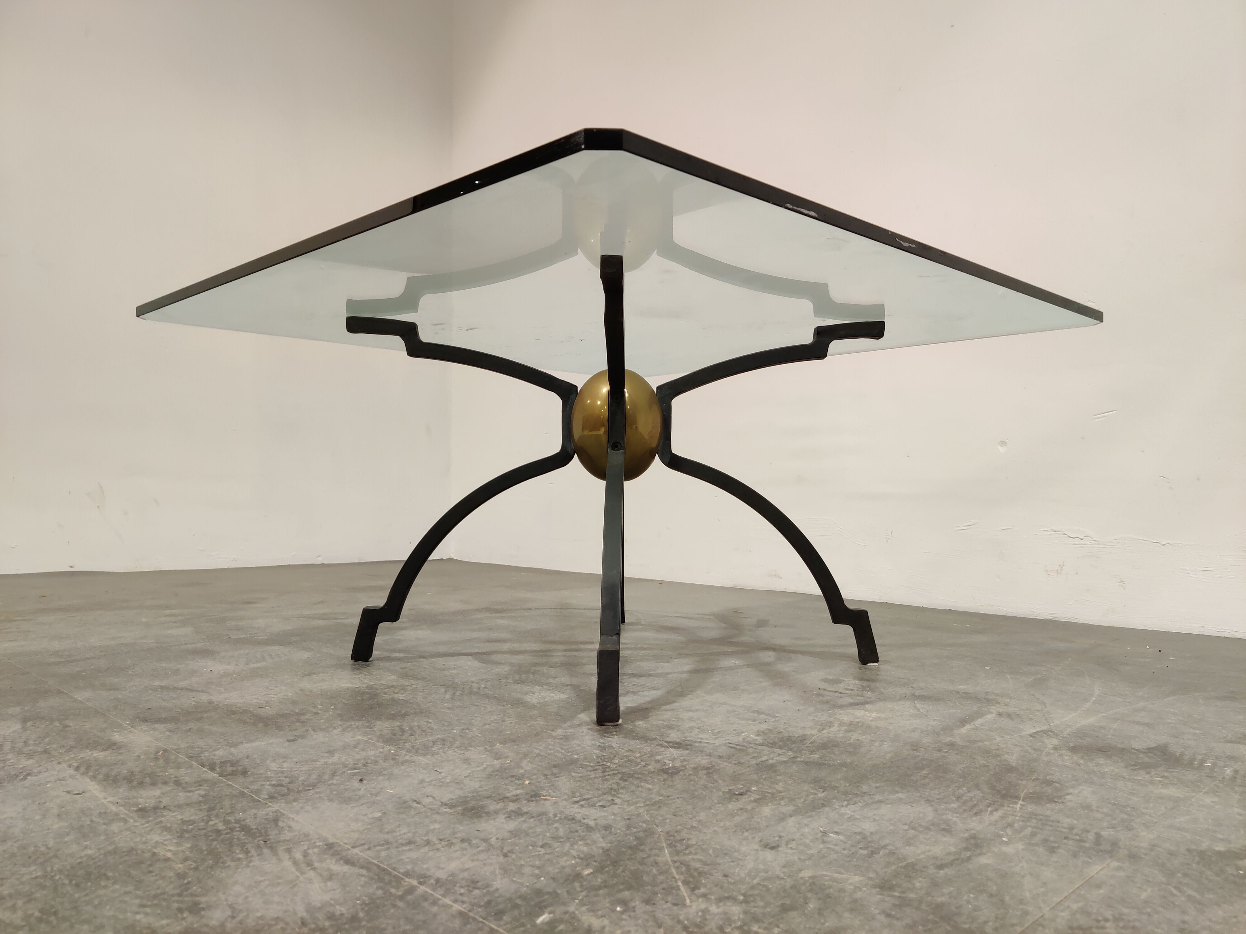 Peter Ghyczy iron and brass coffee table