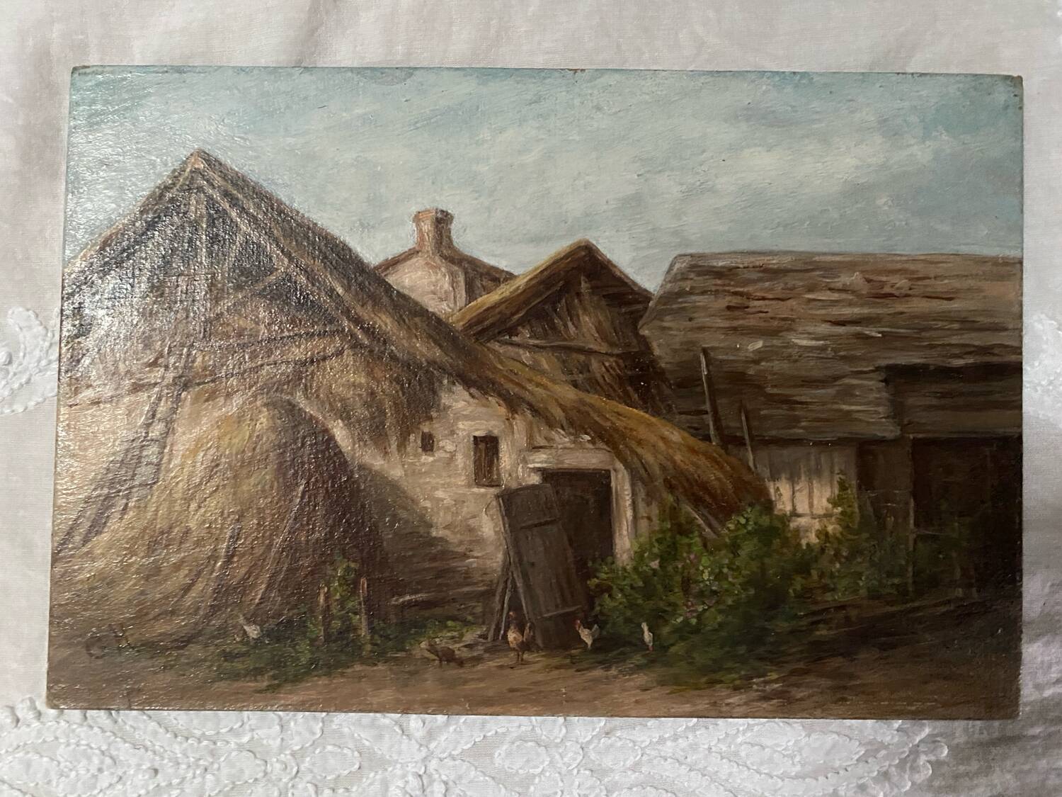 Oil on old cardboard panel