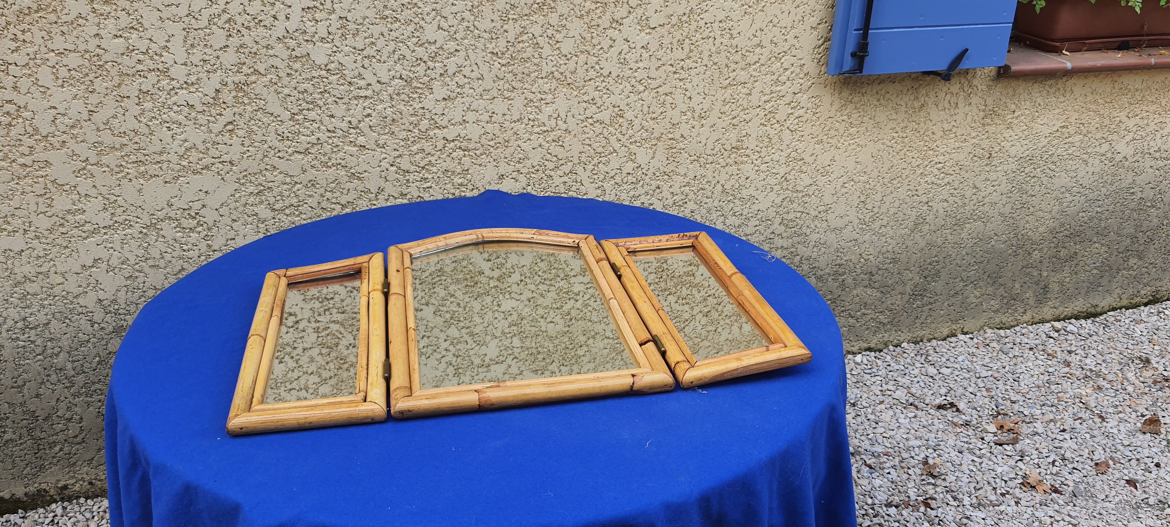 Bamboo triptych mirror