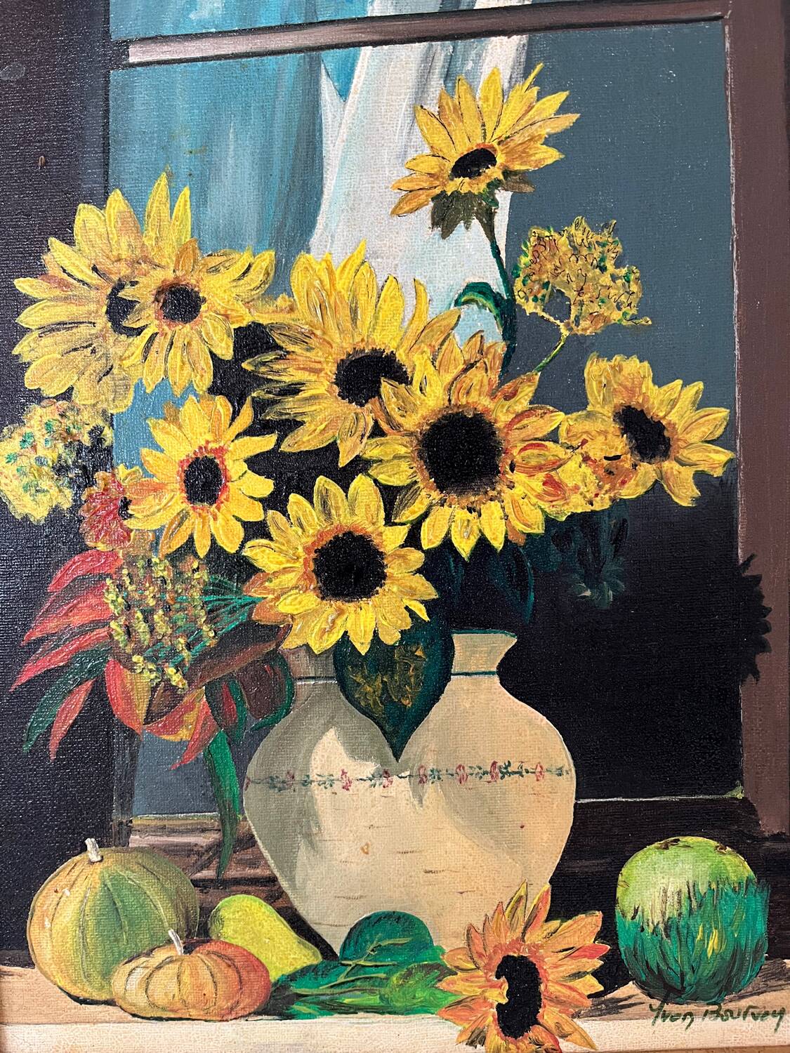 Oil on canvas sunflowers
