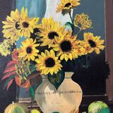 Oil on canvas sunflowers