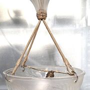René Lalique, pendant light, opalescent chandelier, "Dahlias", signed, excellent condition.