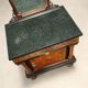 Antique walnut bedside tables with marble and burl, Italy, 20th century.