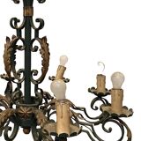 Louis XV style chandelier in wrought and hammered iron 20th century