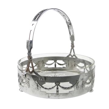 Art Nouveau fruit basket, chromed brass, glass, Germany, early 20th century