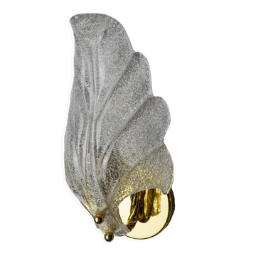 Frosted leaf wall lamp, murano glass, italy, 1970