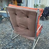 Brick velvet armchair