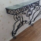 Wrought iron and marble console from the 50s=60s
