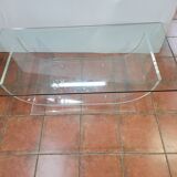 Table basse en plexiglas dessus verre des années 70, 140×70cms