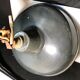 Pair of workshop pendant lights in grey/white enamelled sheet metal