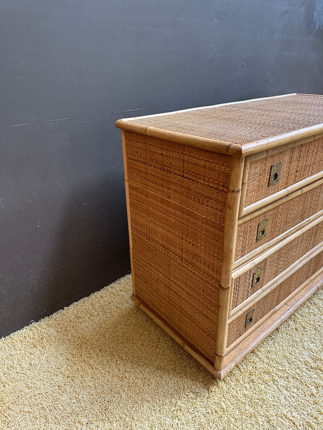 Dal Vera bamboo and rattan chest of drawers