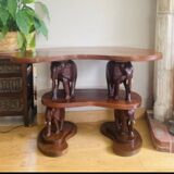 Mid-20th century Elephant shelf console in solid mahogany