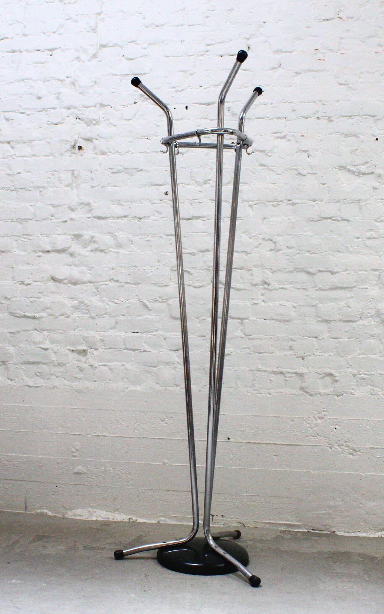 Vintage tubular chrome coat rack, 1970s