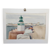 Aquarelle par Michel Roubille, l'île d'Yeu 1987.