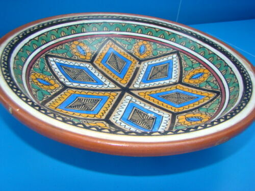 Morocco North Africa enamelled terracotta couscous plate or dish