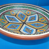 Morocco North Africa enamelled terracotta couscous plate or dish