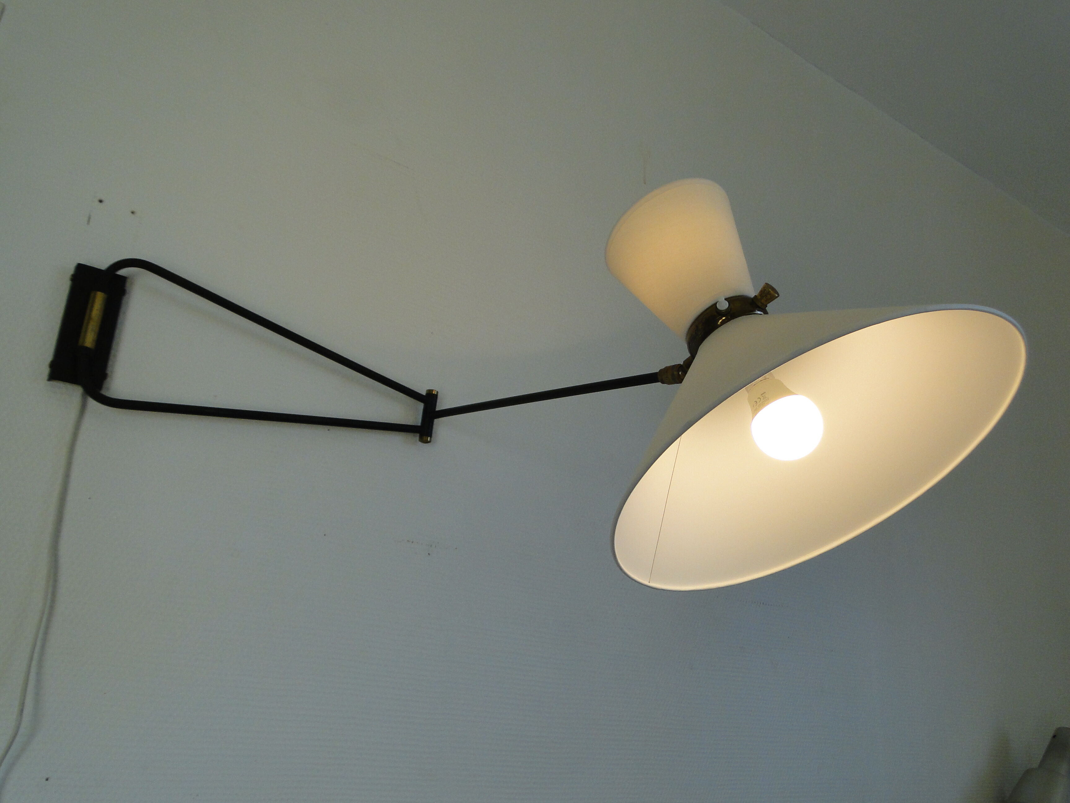 Vintage diabolo wall lamp by René Mathieu for Lunel France 1950s
