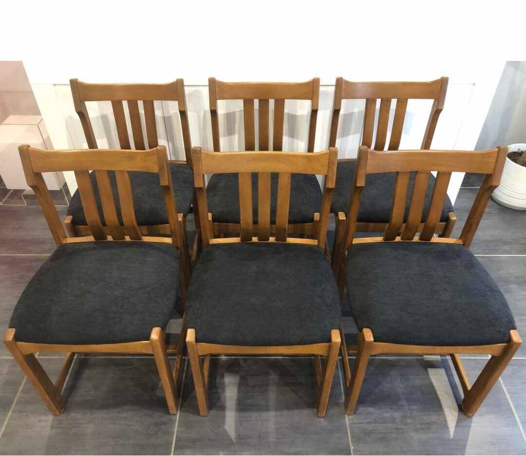 Baumann table and 6 elm chairs set, 1970s