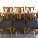 Baumann table and 6 elm chairs set, 1970s