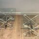 Pair of Plexiglass and Chrome Side Tables with X-shaped Legs, Work
