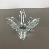 Large French Floral Crystal Glass Shell Bowl by Art Vannes, France, 1970s