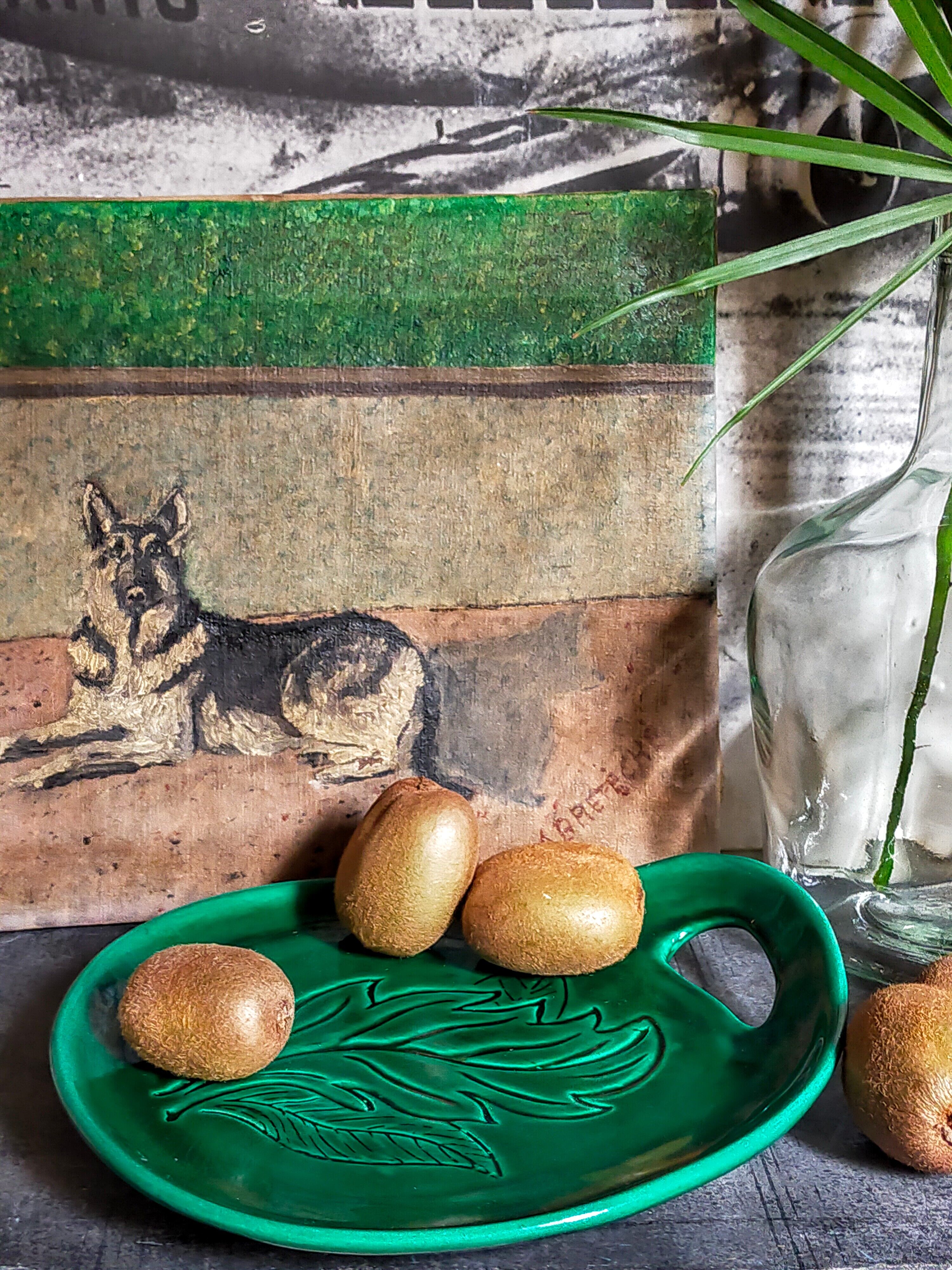 Free-form presentation dish Green Slurry 50s