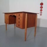 Vintage Danish Curved Teak Desk, 1960s