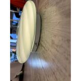 Plafonnier ou applique murale italienne en verre de Murano blanc laiteux et tourbillons verts