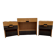Mid-century brown and black lacquer dressing table set with 2 bedside tables.