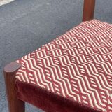 Chaise scandinave en bois palissandre 1960 / 1970 et tissu carreaux marron vintage