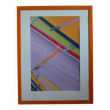 large abstract color photo "windsurfer sails" Vancouver 1985