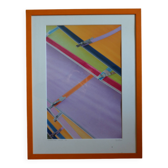 large abstract color photo "windsurfer sails" Vancouver 1985