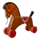 Wooden horse, vintage pull toy.