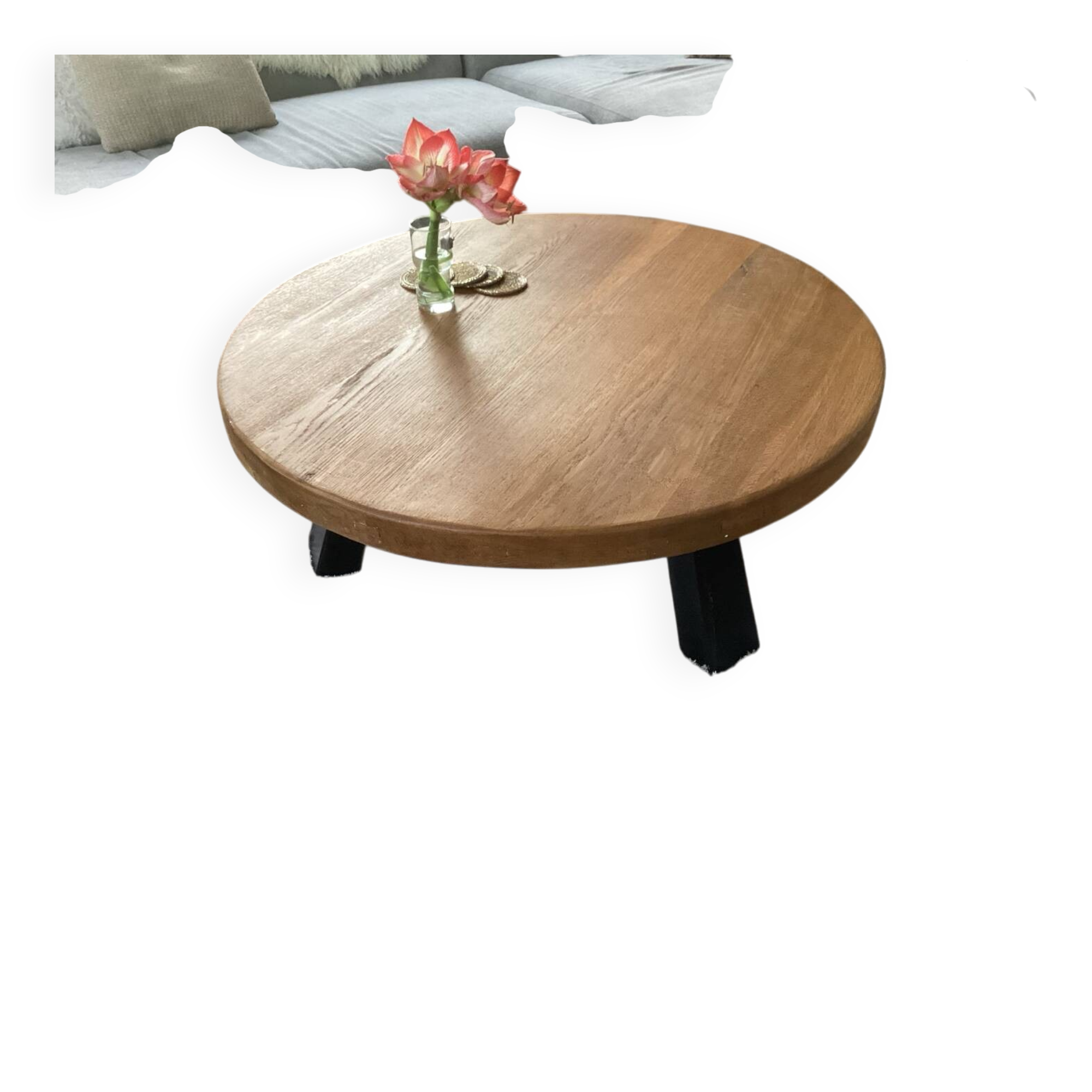 Oak Coffee table tree legs , 1970 Midcentury